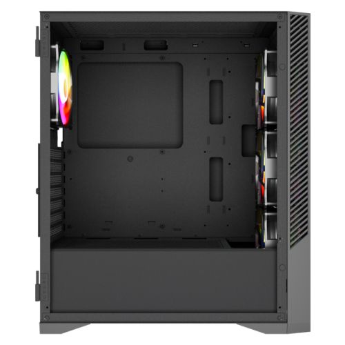 Vida Typhoon Black ARGB Gaming Case w/ Glass Window, ATX, Mesh Front, 4x ARGB Fans - PC Gear UK