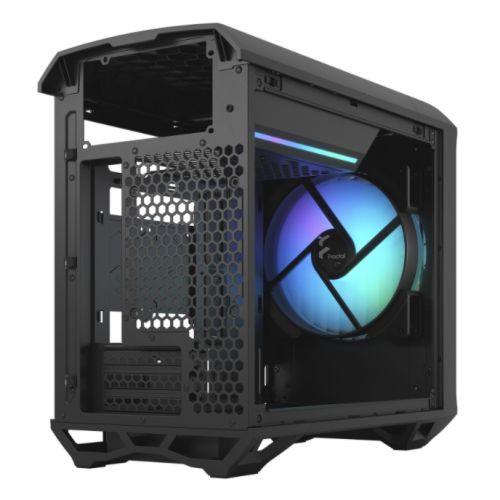 Fractal Design Torrent Nano (Light TG RGB) Case w/ Light Tint Glass Windows, Mini ITX, 1 RGB Fan, ATX PSU & 335mm GPU Support, 280mm Watercooling, RGB Strip, Front Grille, USB-C