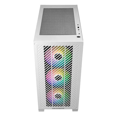 Cooler Master Elite 301 Gaming Case w/ Glass Side, Micro ATX, 3x ARGB Fans, PSU Shroud, Intake Grill, USB-C, White - PC Gear UK