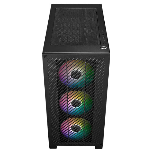 Cooler Master Elite 301 Gaming Case w/ Glass Side, Micro ATX, 3x ARGB Fans, PSU Shroud, Intake Grill, USB-C, Black - PC Gear UK