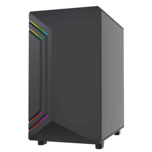 Vida Apollo M Black ARGB Gaming Case w/ Glass Window, Micro ATX, Rear ARGB Infinity Fan, Front LED Strips