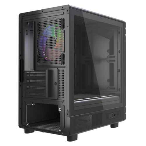 Vida Apollo M Black ARGB Gaming Case w/ Glass Window, Micro ATX, Rear ARGB Infinity Fan, Front LED Strips
