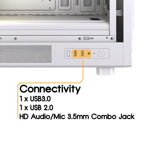 Vida Apollo M White ARGB Gaming Case w/ Glass Window, Micro ATX, Rear ARGB Infinity Fan, Front LED Strips