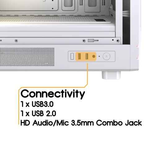 Vida Apollo M White ARGB Gaming Case w/ Glass Window, Micro ATX, Rear ARGB Infinity Fan, Front LED Strips