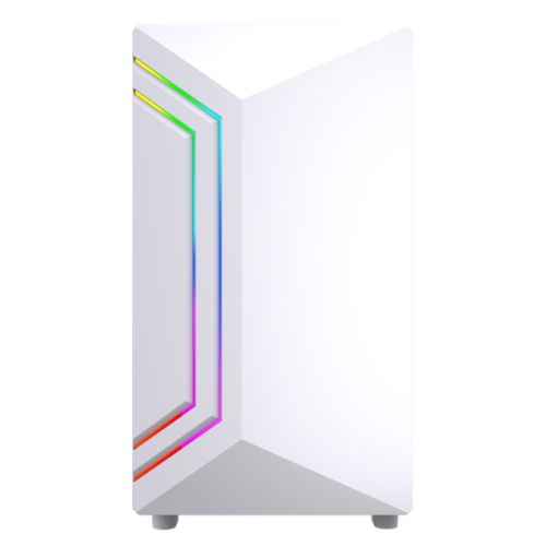 Vida Apollo M White ARGB Gaming Case w/ Glass Window, Micro ATX, Rear ARGB Infinity Fan, Front LED Strips