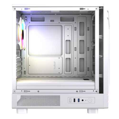 Vida Apollo M White ARGB Gaming Case w/ Glass Window, Micro ATX, Rear ARGB Infinity Fan, Front LED Strips
