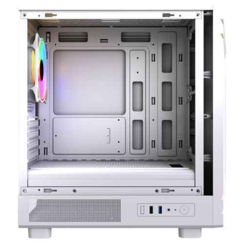 Vida Apollo M White ARGB Gaming Case w/ Glass Window, Micro ATX, Rear ARGB Infinity Fan, Front LED Strips