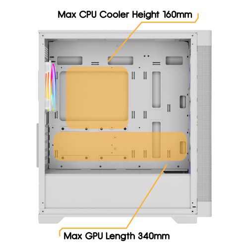 Vida Zephyr V2 White ARGB Gaming Case w/ Glass Window, Micro ATX, 4x ARGB PWM Fans, 6-Port ARGB Fan Hub & Remote Control, Mesh Front