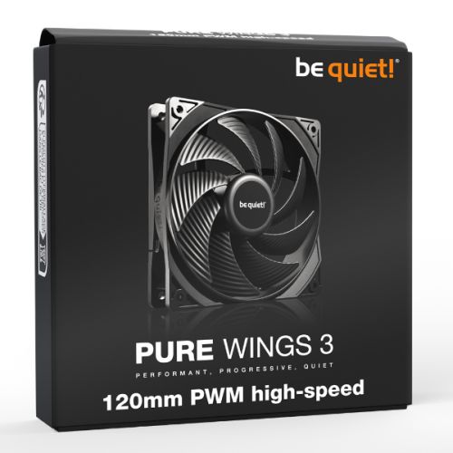 Be Quiet! BL106 Pure Wings 3 PWM High Speed 12cm Case Fan, Rifle Bearing, Black, 2100 RPM, Ultra Quiet - PC Gear UK