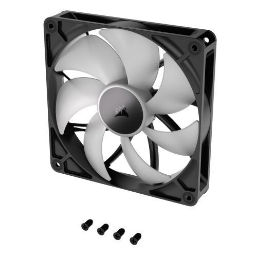 Corsair RS120 ARGB PWM 12cm Case Fan, Magnetic Dome Bearing, Daisy-Chain 4-Pin, 2100 RPM, AirGuide Tech, Black