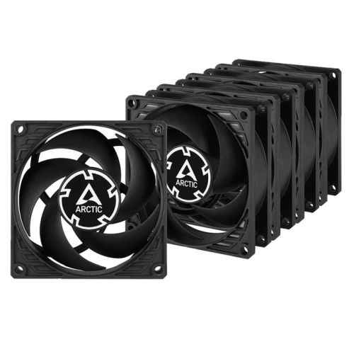 Arctic P8 8cm Pressure Optimised PWM PST Case Fan w/ Cable Splitter (5 Pack), Black, Fluid Dynamic, 200-3000 RPM, Value Pack