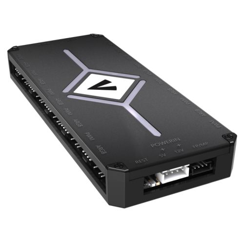 Vida 10-Port PWM ARGB Fan Hub with Remote Control, SATA Powered - PC Gear UK