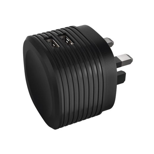 Hama Dual USB-A Wall Plug Charger, 2 x USB-A, UK Plug, 2.4A - PC Gear UK