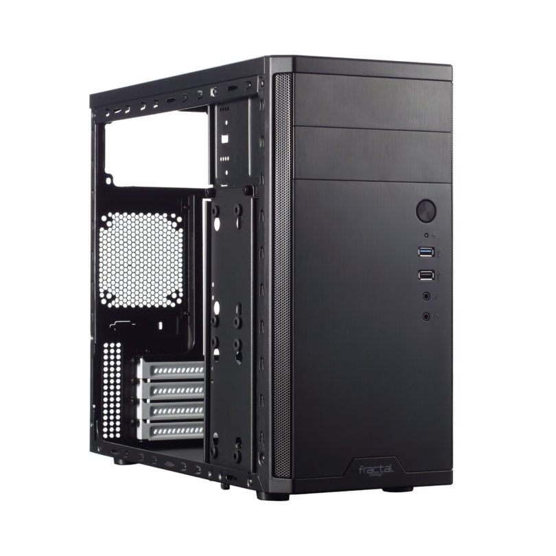 Fractal Design Core 1100 Micro ATX Tower Case, ATX/mATX/Mini-ITX, 1x 120mm Fan, Brushed Aluminium Front, Black