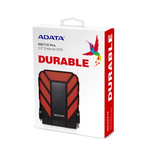 Adata HD710 Pro Durable 2TB USB 3.1 Portable External Hard Drive IP68 Waterproof, Shockproof, Dustproof, Red