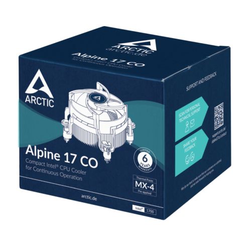 Arctic Alpine 17 CO Compact Heatsink & Fan for Continuous Operation, Intel 1851, 1700, Dual Ball Bearing, 100W TDP