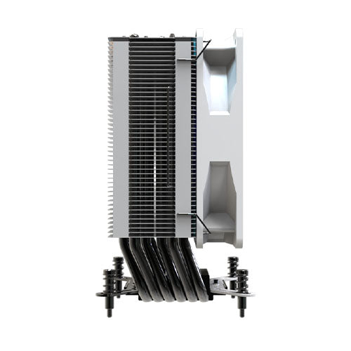 Vida Boreas White ARGB Heatsink & Fan, Intel/AMD, 2000RPM Hydraulic Fan, 6 Copper Heatpipes, 220W TDP *ARGB and Optional Plain Fans Included* - PC Gear UK