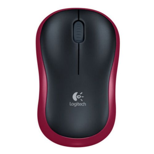 Logitech M185 Wireless Notebook Mouse, USB Nano Receiver, Black/Red - PC Gear UK