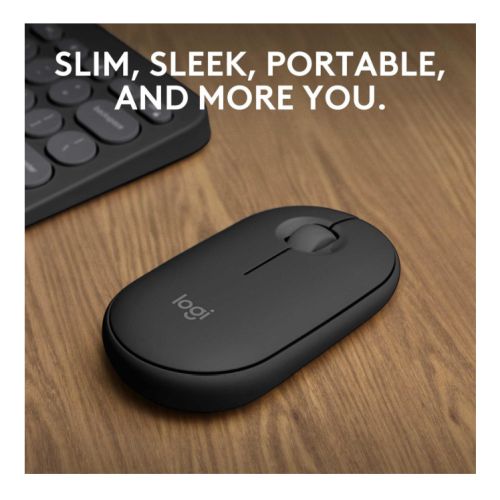Logitech Pebble Mouse 2 M350s Bluetooth Optical Mouse, Compact, Multi-Pairing, 400-4000 DPI, Ambidextrous, Tonal Graphite - PC Gear UK