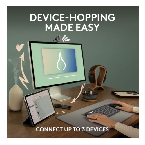 Logitech Pebble Mouse 2 M350s Bluetooth Optical Mouse, Compact, Multi-Pairing, 400-4000 DPI, Ambidextrous, Tonal Graphite - PC Gear UK