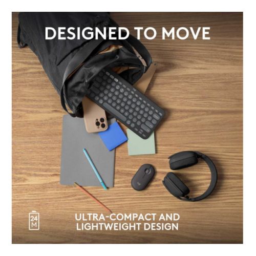 Logitech Pebble Mouse 2 M350s Bluetooth Optical Mouse, Compact, Multi-Pairing, 400-4000 DPI, Ambidextrous, Tonal Graphite - PC Gear UK