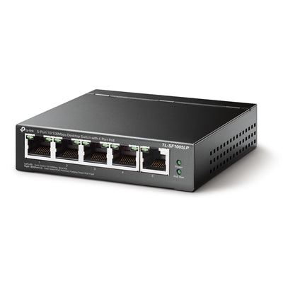 TP-LINK (TL-SF1005LP) 5-Port 10/100 Unmanaged Desktop Switch, 4-Port PoE, Intelligent Power, Steel Case