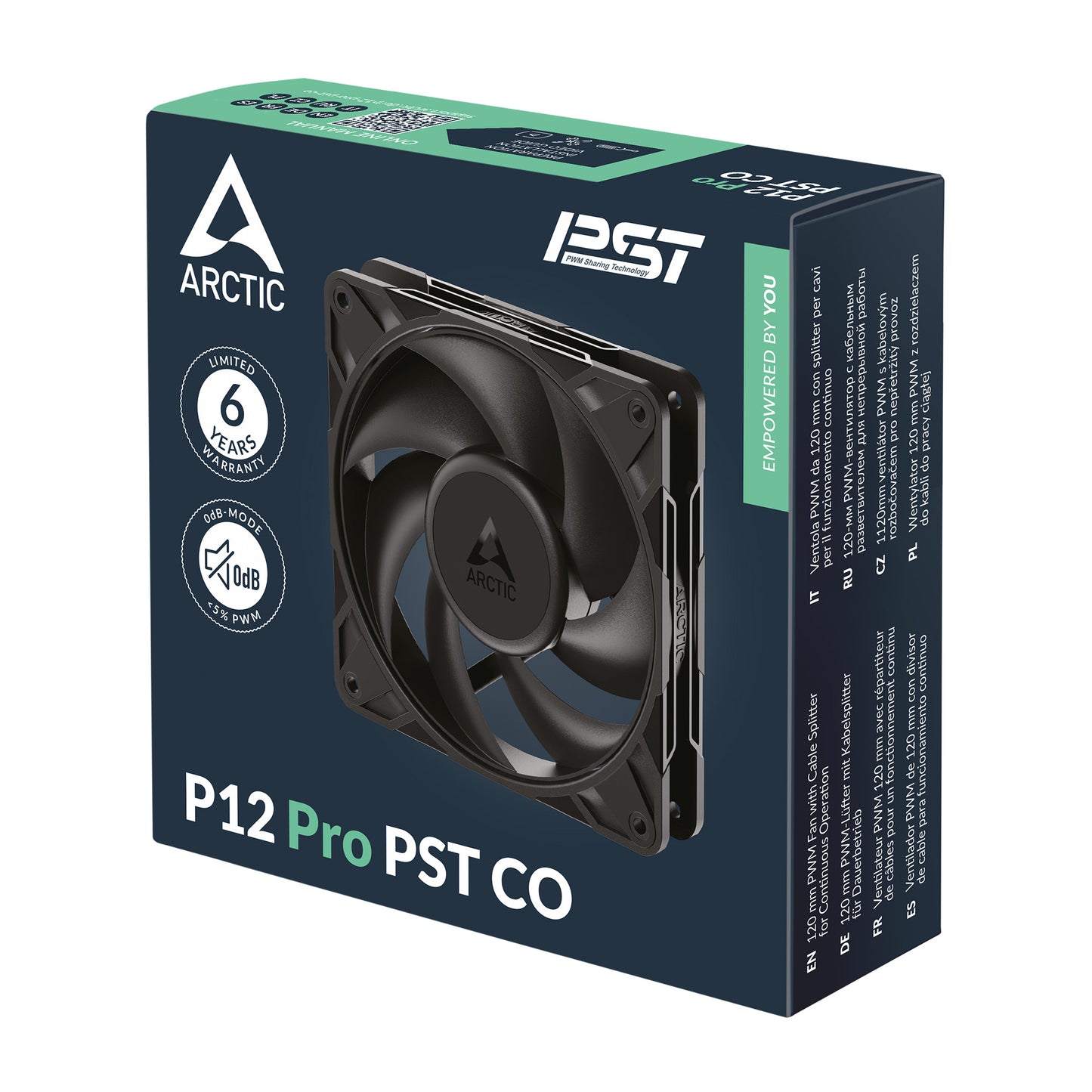 ARCTIC P12 Pro PST CO, 120mm PWM Fan, Dual Ball Bearing, PST Daisy-Chain, Black
