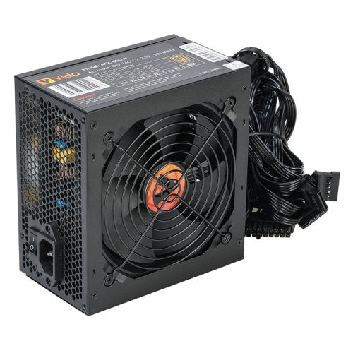 Vida 500W ATX PSU, 80+ Bronze, Fluid Dynamic Ultra-Quiet Fan, PCIe, Flat Black Cables, Power Lead Not Included, Black - PC Gear UK