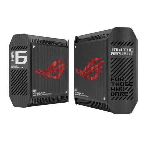 Asus (GT6 2-Pack Black) ROG Rapture AX10000 Tri-Band Gaming Mesh Wi-Fi 6 System, 2.5G LAN, AiMesh, RangeBoost Plus, AiProtection Pro, RGB - PC Gear UK