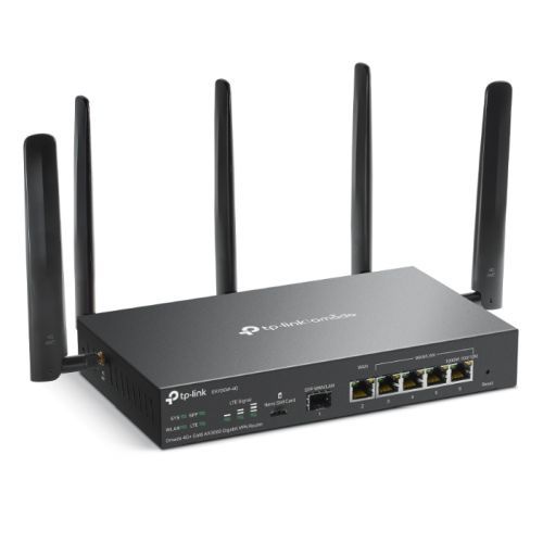 TP-LINK (ER706W-4G) Omada 4G+ Cat6 Dual Band AX3000 VPN Router, 6x GB Ports, Omada Mesh, High-Security VPN - PC Gear UK