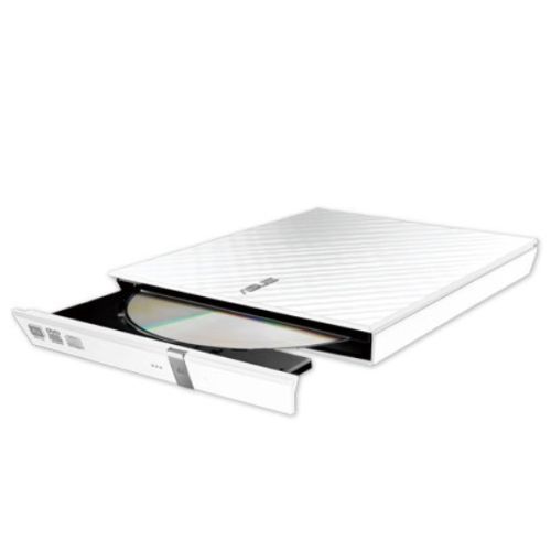 Asus (SDRW-08D2S-U LITE) External Slimline DVD Re-Writer, USB, 8x, White, Cyberlink Power2Go 8