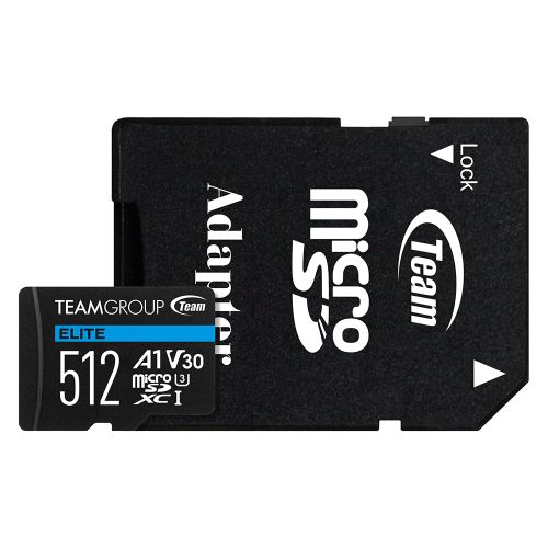 Team 512GB Elite A1 Micro SDXC Card with SD Adapter, UHS-I Class 3, U3, A1 App Performance, 100MB/s - PC Gear UK