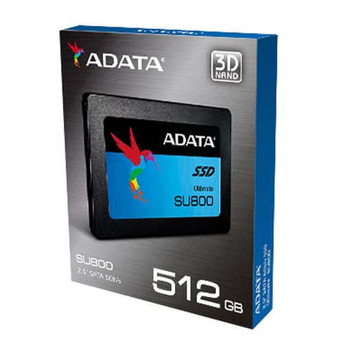 ADATA 512GB Ultimate SU800 SSD, 2.5", SATA3, 7mm (2.5mm Spacer), 3D NAND, R/W 560/520 MB/s - PC Gear UK