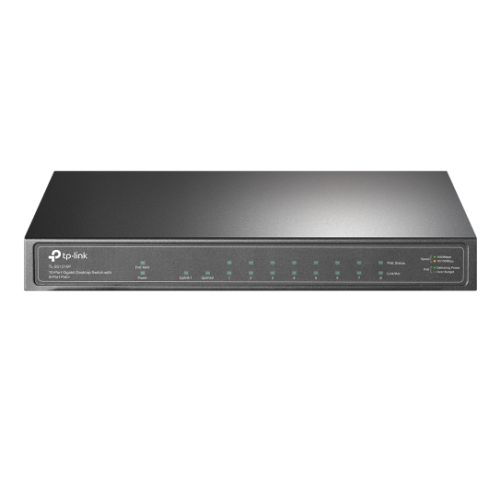 TP-LINK (TL-SG1210P) 10-Port GB Desktop Switch, 9 RJ45 + 1 SFP Port, 8-Port PoE+, Metal Casing - PC Gear UK