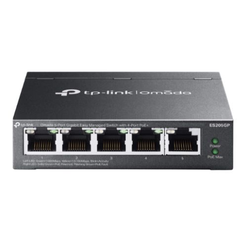 TP-LINK (ES205GP) Omada 5-Port Gigabit Easy Managed Switch with 4-Port PoE+, 5x GB Ports, Metal Casing - PC Gear UK