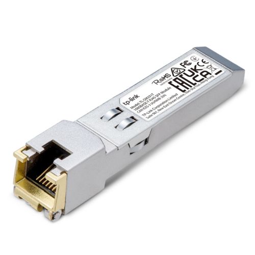 TP-LINK (SM331T) 1000BASE-T RJ45 SFP Module, Support TX Disable, 	100m Reach Over Cat5e or Above, Hot-Pluggable - PC Gear UK