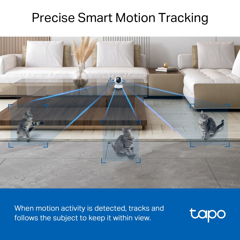 TP-Link Tapo C220 Pan/Tilt AI Home Security Wi-Fi Camera, 2K QHD, White