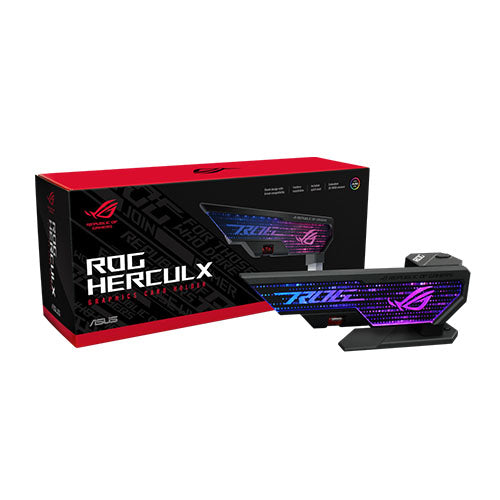 Asus ROG Herculx Graphics Card Holder, 3D ARGB Lightning, Stand Design, Supports Height of 72-128mm, Magnetic Spirit Level - PC Gear UK