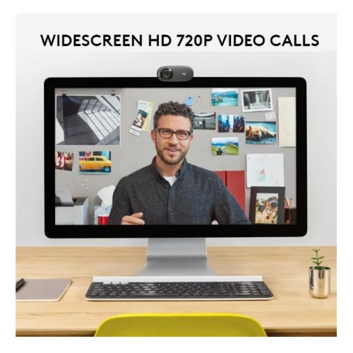 Logitech C310 HD Webcam, HD 720p/30fps, Widescreen HD Video Calling, HD Light Correction, Noise-Reducing Mic, For Skype, FaceTime, Hangouts, WebEx, PC/Mac/Laptop/Macbook/Tablet, Black
