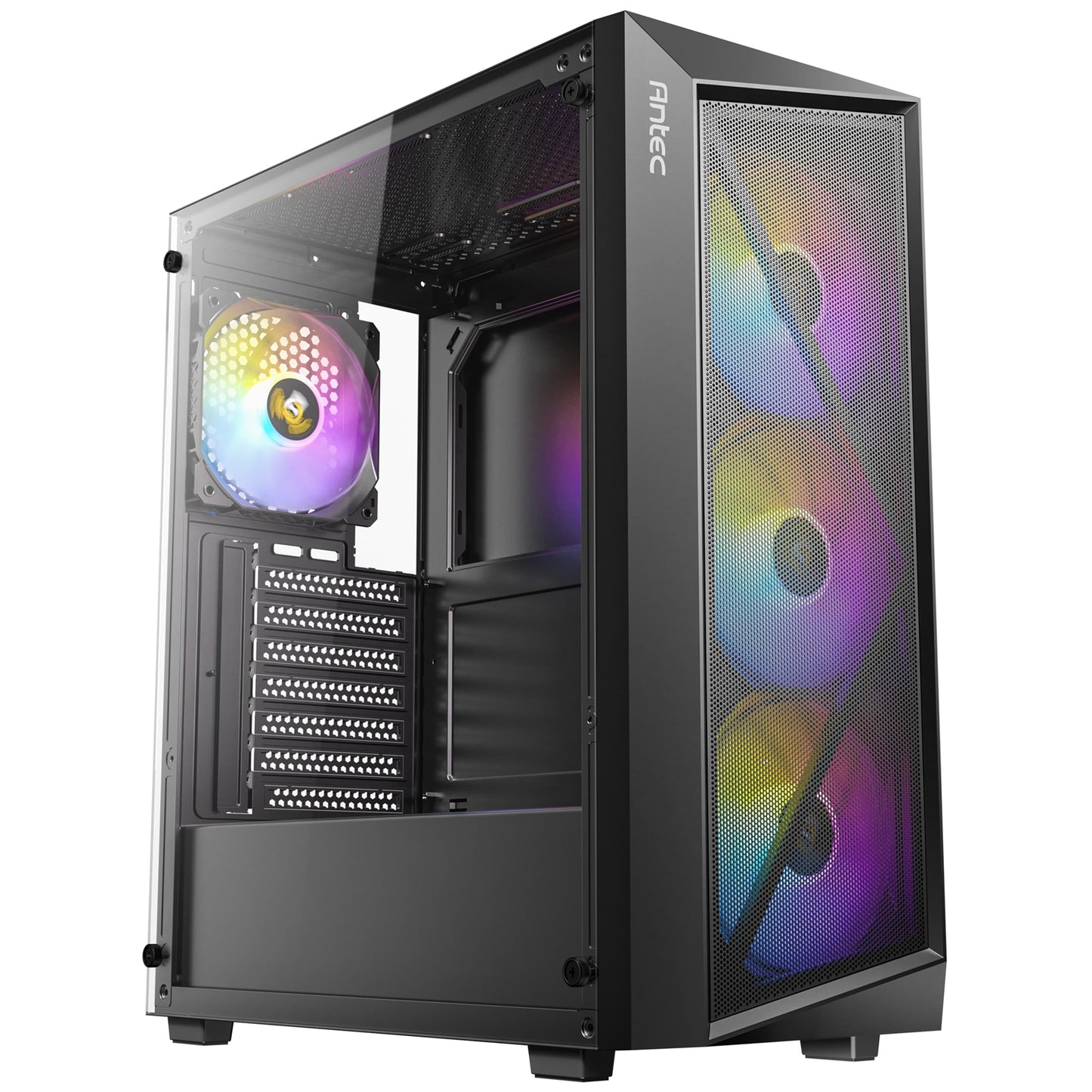 Antec, Antec AX67 ARGB Mid-Tower Gaming Case, ATX/mATX/ITX, 4x 120mm ARGB Fans, Tempered Glass, Black, Mid Tower