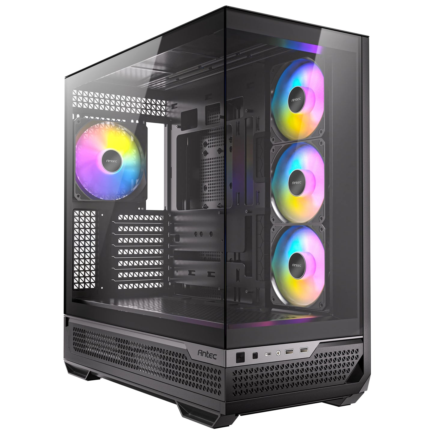 Antec C7 ARGB Mid Tower Tempered Glass PC Gaming Case - Black, 3x 120mm & 1x 140mm ARGB Fans, USB 3.2 Gen2, EATX/ATX/mATX/mITX Support - PC Gear UK