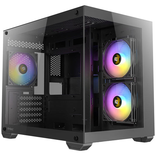 Antec CX600M ARGB Mini-Tower PC Gaming Case, 270 Full-View Tempered Glass, 3x 120mm ARGB LED Fans, USB 3.0, Dust Filters, Tool-Free Installation, Black - PC Gear UK