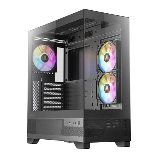 ANTEC CX700 Mid Tower Gaming Case, Black, 270 Full-View Tempered Glass, 3 x 120 mm ARGB PWM Fans, 1 x USB 3.0 / 1 x USB Type-C, ATX, Micro ATX, ITX - PC Gear UK