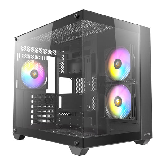 ANTEC CX800 Mid Tower Gaming Case, Black, 270 Full-view tempered glass, 3 x 120mm ARGB reverse fans, 1x USB 2.0 / 1x USB 3.0, ATX, Micro ATX, ITX - PC Gear UK