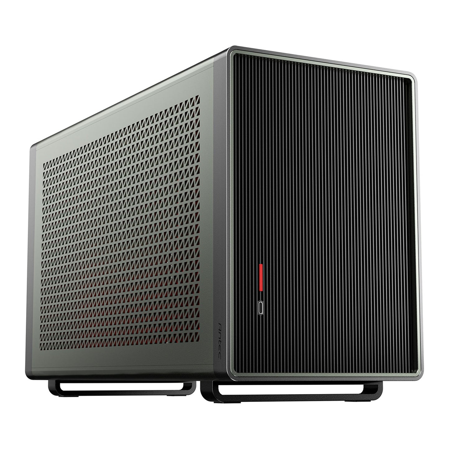 Antec Performance 1M Aventurine Mini-ITX Gaming Case with Aluminum Finish, PCIe 4.0 Riser Cable, USB 3.2 Gen2 Type-C, Tool-Free Side Panels, Solid Side Panel, SFX-L & SFX PSU Support - PC Gear UK