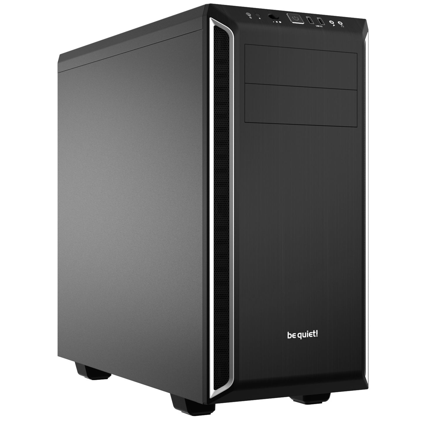 be quiet! Pure Base 600 Case, Silver, MId Tower, 2 x USB 3.2 Gen 1 Type-A, 3 x Pure Wings 2 Black PWM Fans Included, Completely Sound Insulated with Dampening Materials, Adjustable Top Cover Vent - PC Gear UK