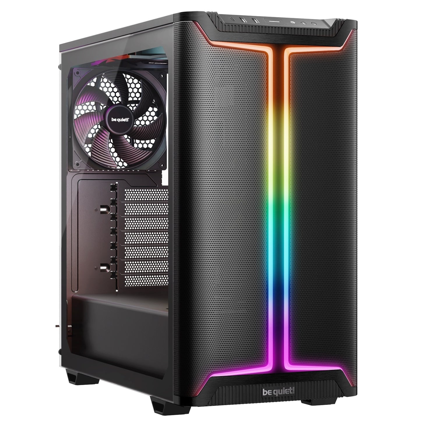 be quiet! Pure Base 501 DX Airflow Window Black ATX Mid Tower ARGB Case with USB-A, USB-C, 3 x Pure Wings 3 140mm Black PWM Fans - PC Gear UK
