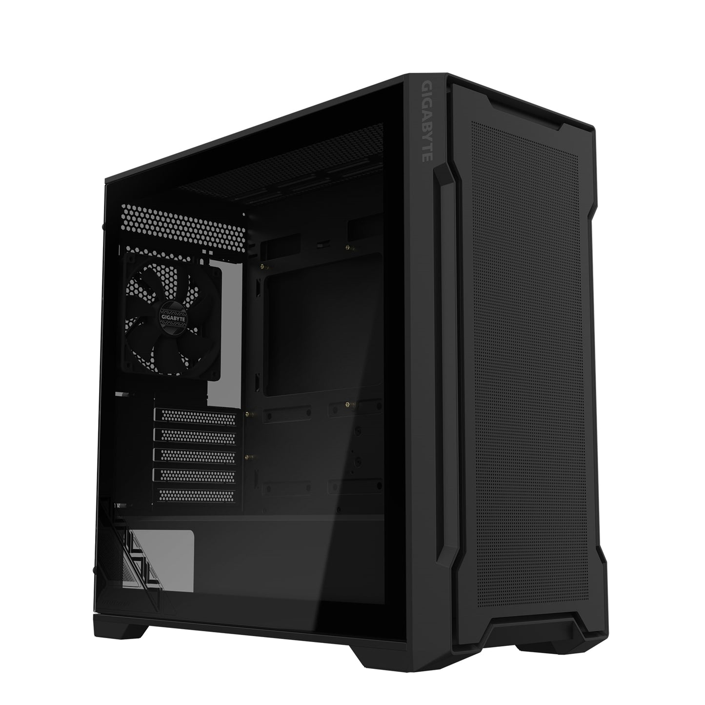 Gigabyte C102 GLASS Mid Tower PC Case - Black, Tempered Glass Side Panel, Optimized Airflow, Dual USB 3.0 Ports, Supports Liquid Cooling Up to 360mm - PC Gear UK
