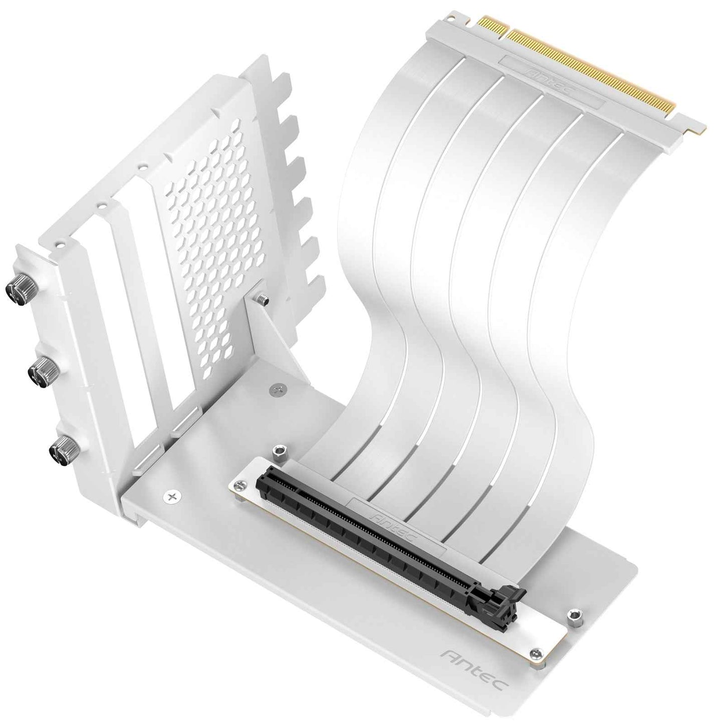 Antec RTX50 PCIe 5.0 Riser Cable with 90 degree Bracket Mount, White, Designed To Allow Vertical Mounting Of A Graphics Card