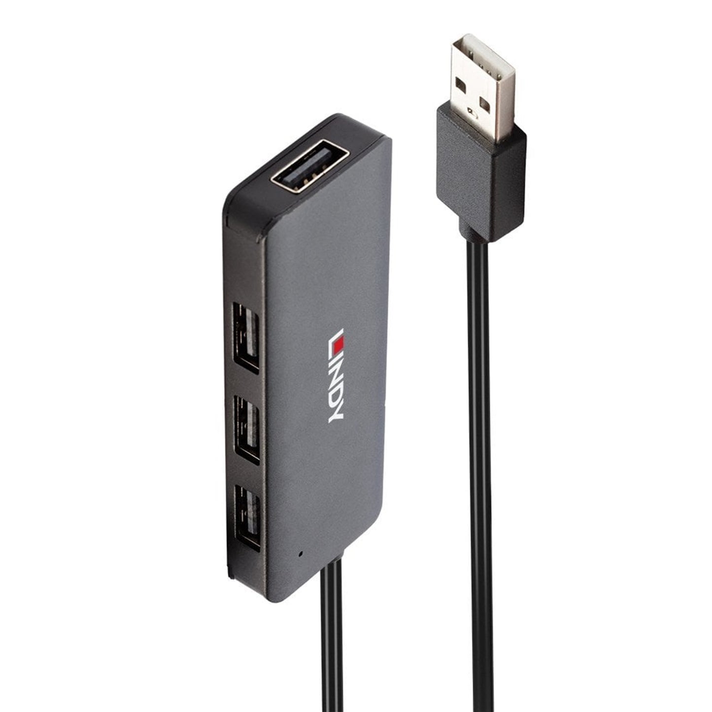 LINDY 42986 4 Port USB Hub, 4 x USB 2.0 Type-A (F) Ports, Supports Data Transfer Rates of up to 480 Mbps, Plug and Play Installation, USB Bus-Powered with DC Socket for External Power Supply - PC Gear UK